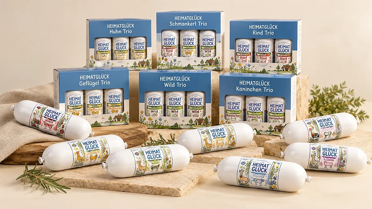 HEIMATGLÜCK Hundefutter von Reico – Einzelsorten und Trio-Pakete